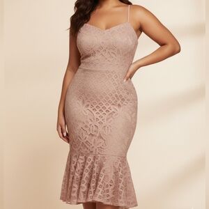Lulu's Lace Midi Dress in Soft Pink